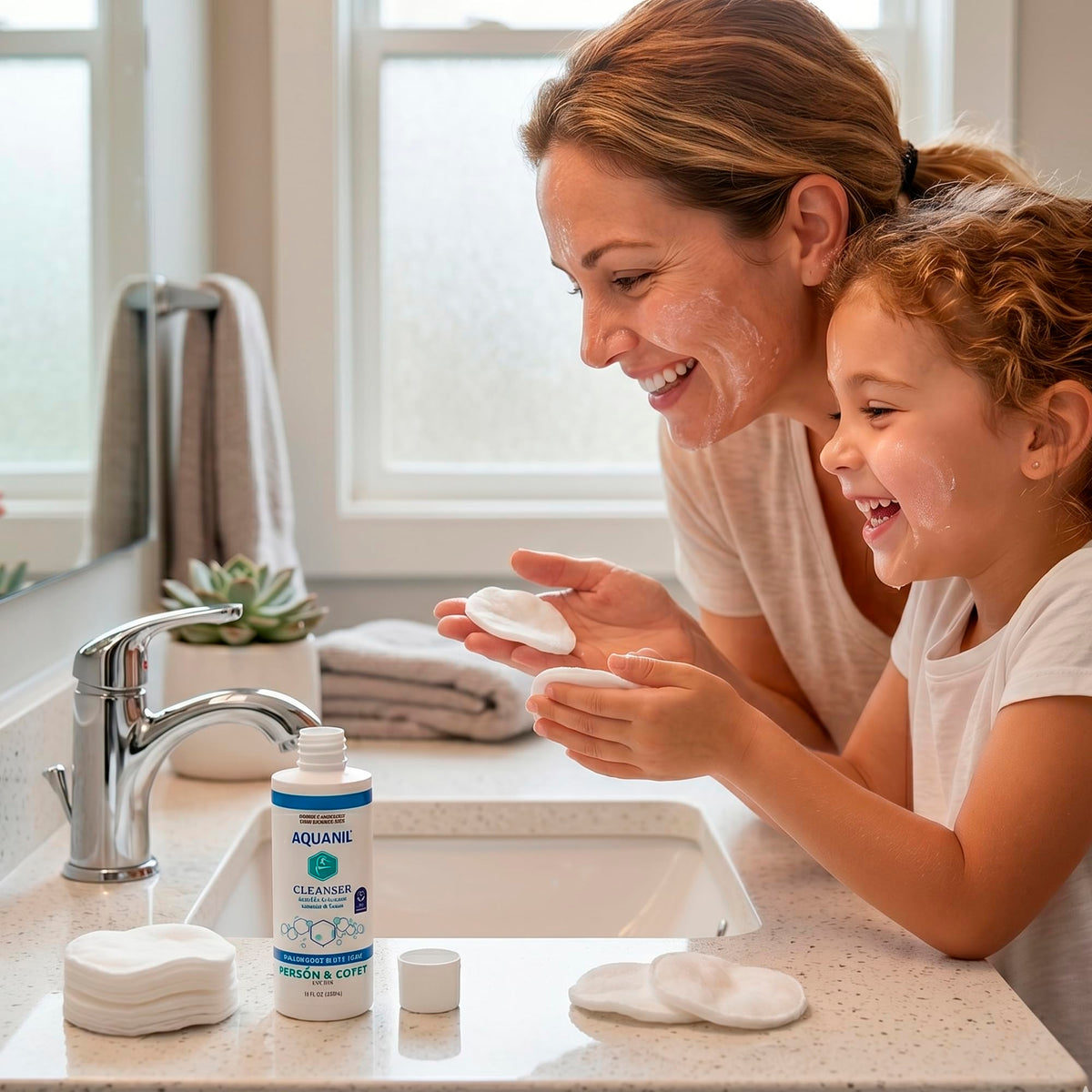 Aquanil in bathroom setting suggesting calm routine and convenience