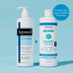 Aquanil pump close-up dispensing mild cleanser texture for easy use