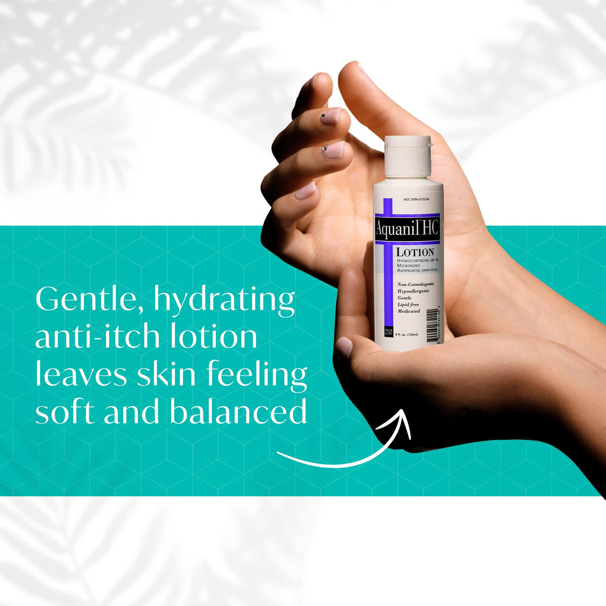 Aquanil bottle beside hand illustrates 4 oz travel‑friendly, portable benefit