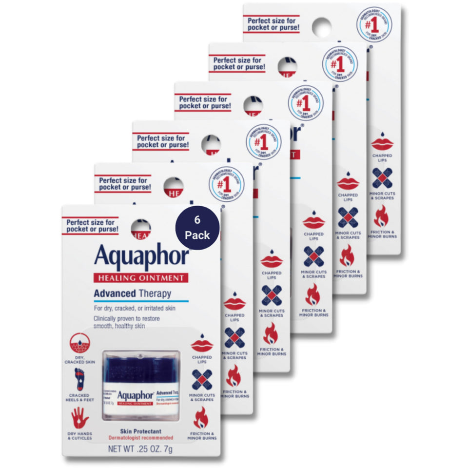 Aquaphor front jar showing compact travel size and clear brand benefit