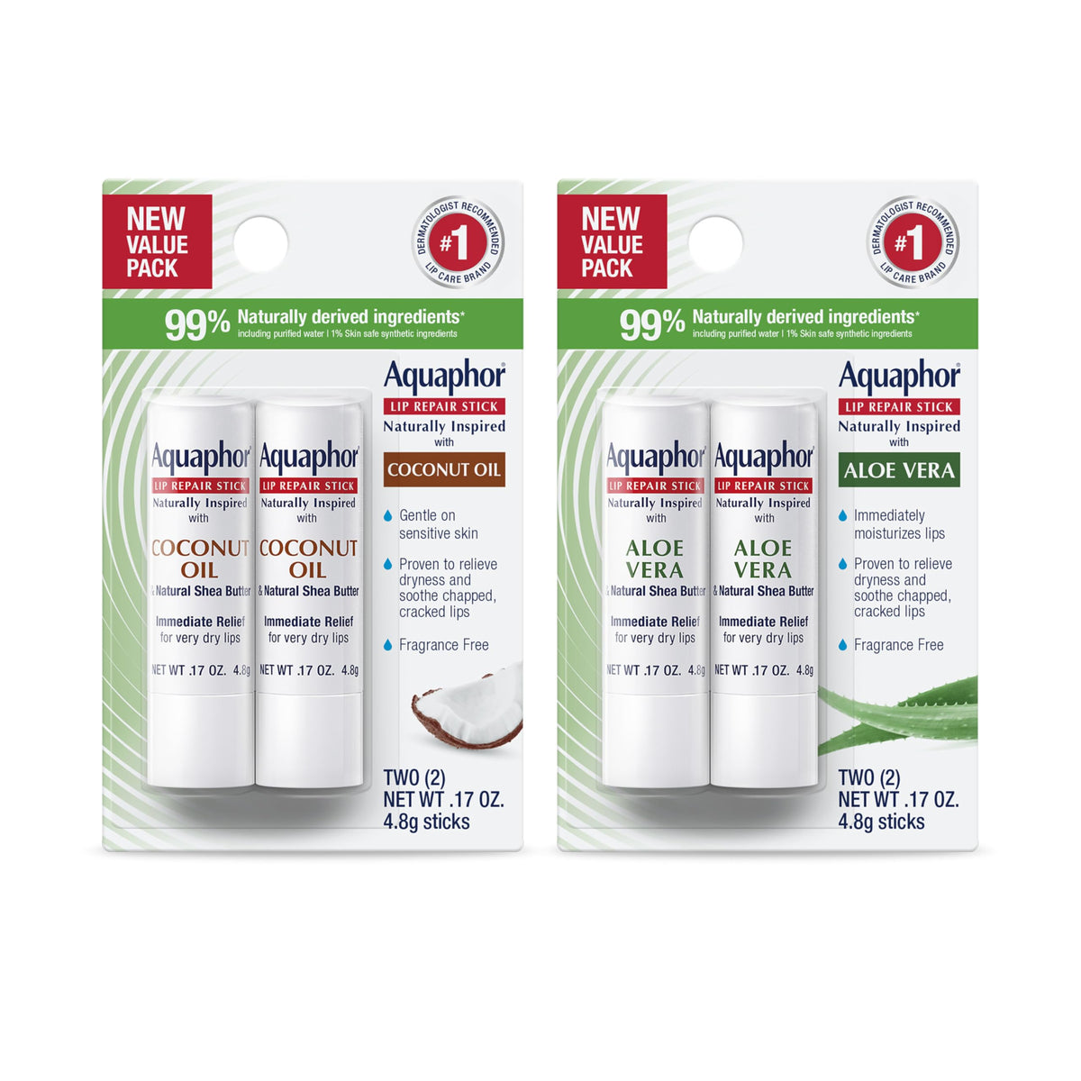 Aquaphor four-pack front packaging showing product selection and benefits
