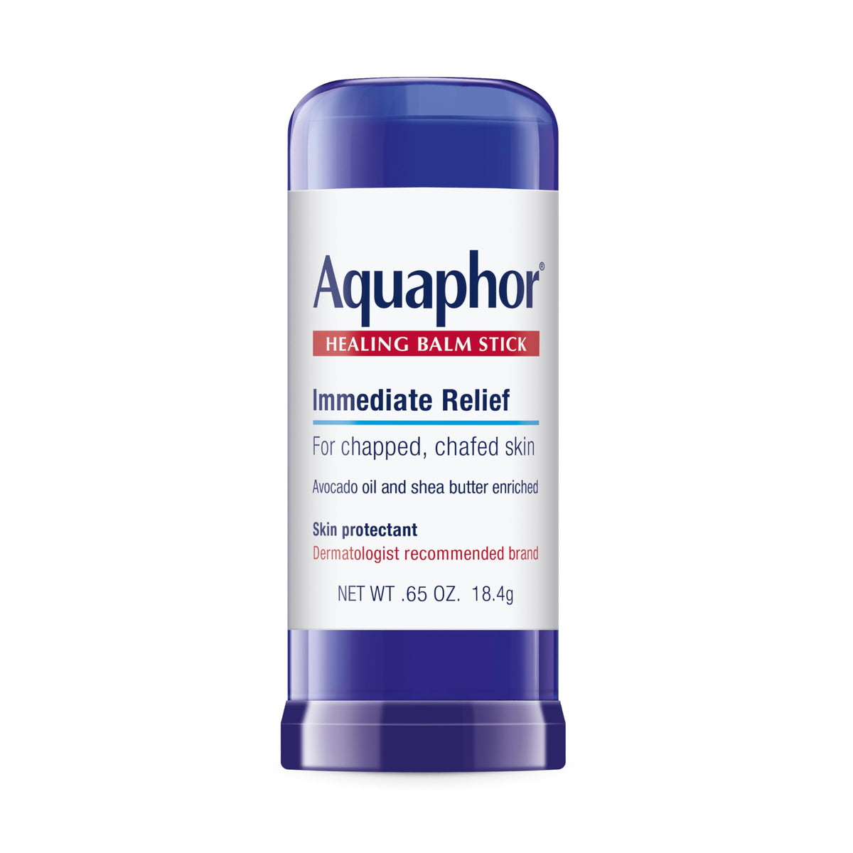 Aquaphor balm stick front packaging showing tube and brand for quick relief