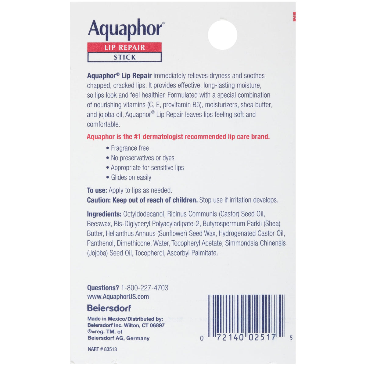 Aquaphor ingredients display with shea and jojoba showing nourishing benefits