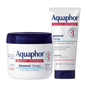 Aquaphor jar front showing label and large supply benefit