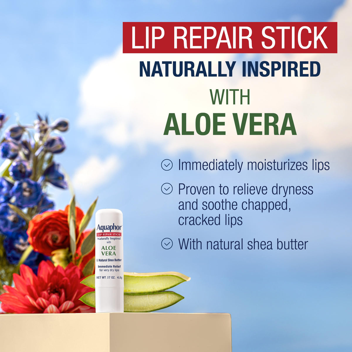 Aquaphor single stick extended to show product tip and easy-twist