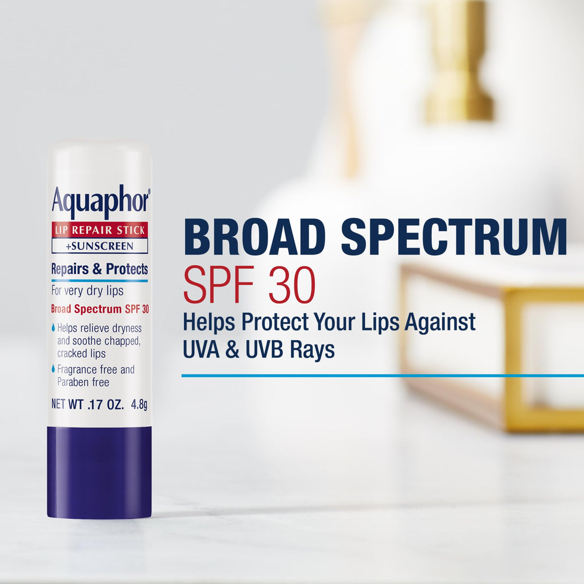 Aquaphor stick extended close-up highlighting smooth glide and ease of use