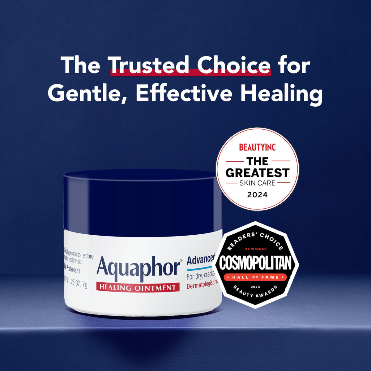 Close-up of Aquaphor ointment texture demonstrating concentrated moisturizing effect