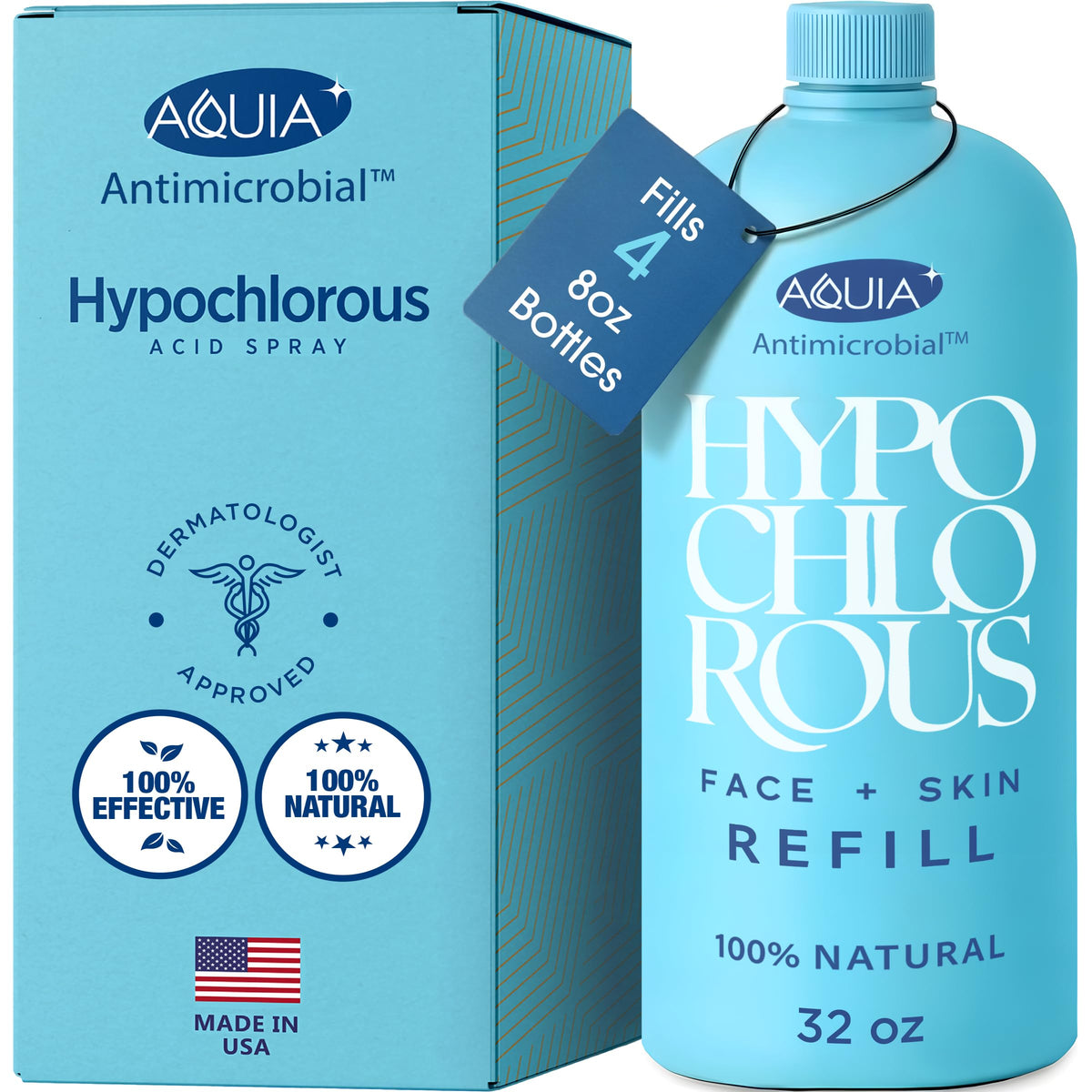 Aquia front label on 32oz refill bottle showing clear product benefits