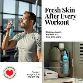 Aquia bottle on bathroom shelf as part of daily skincare routine