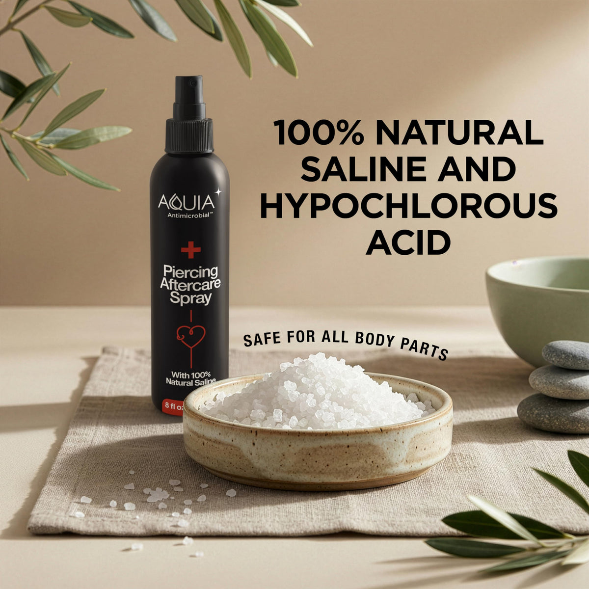 Aquia 8oz bottle in hand showing scale and travel-friendly convenience