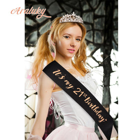 Araluky sash print and glitter detail for visible birthday announcement