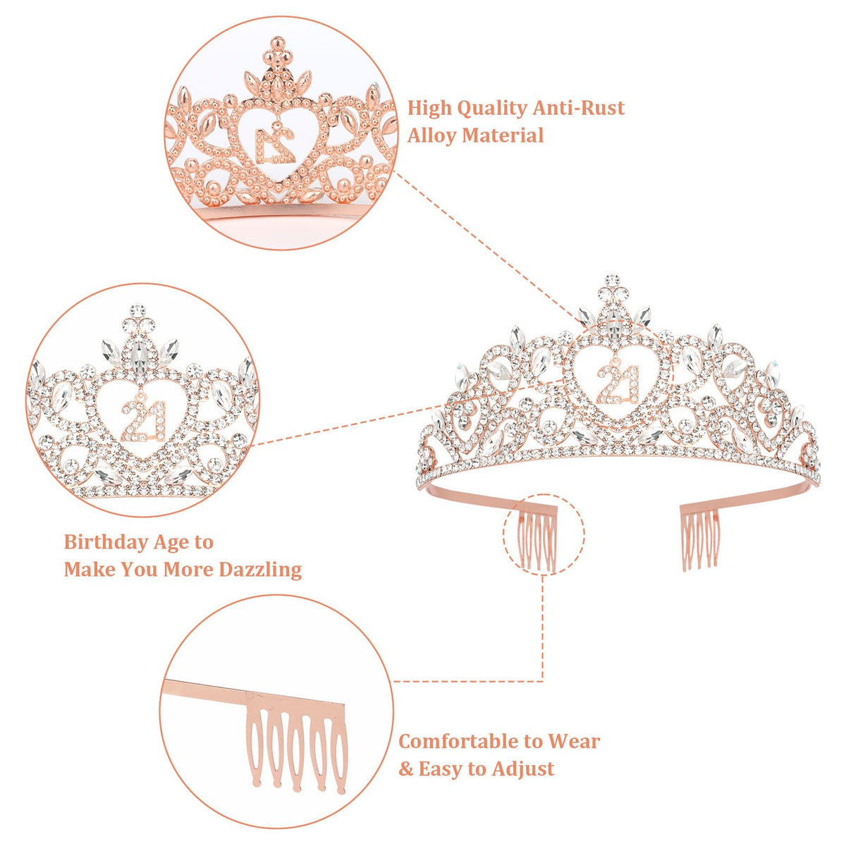 Araluky tiara close-up highlighting rhinestones for lasting sparkle
