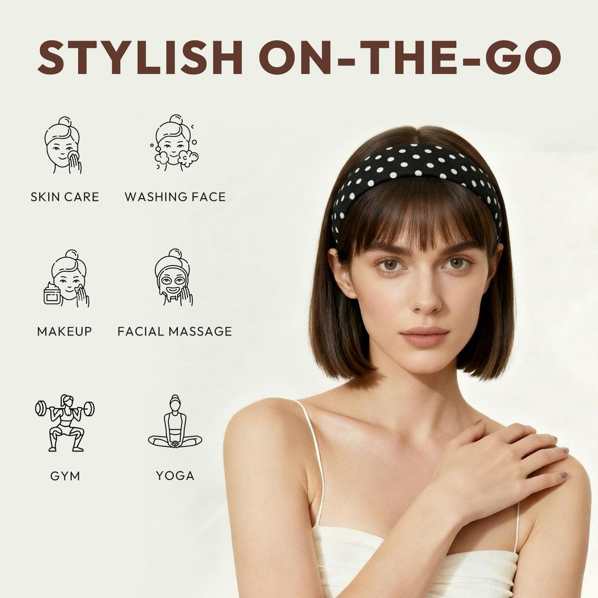 Aranya stacked bands viewed at angles showing variety of patterns for outfit mixing