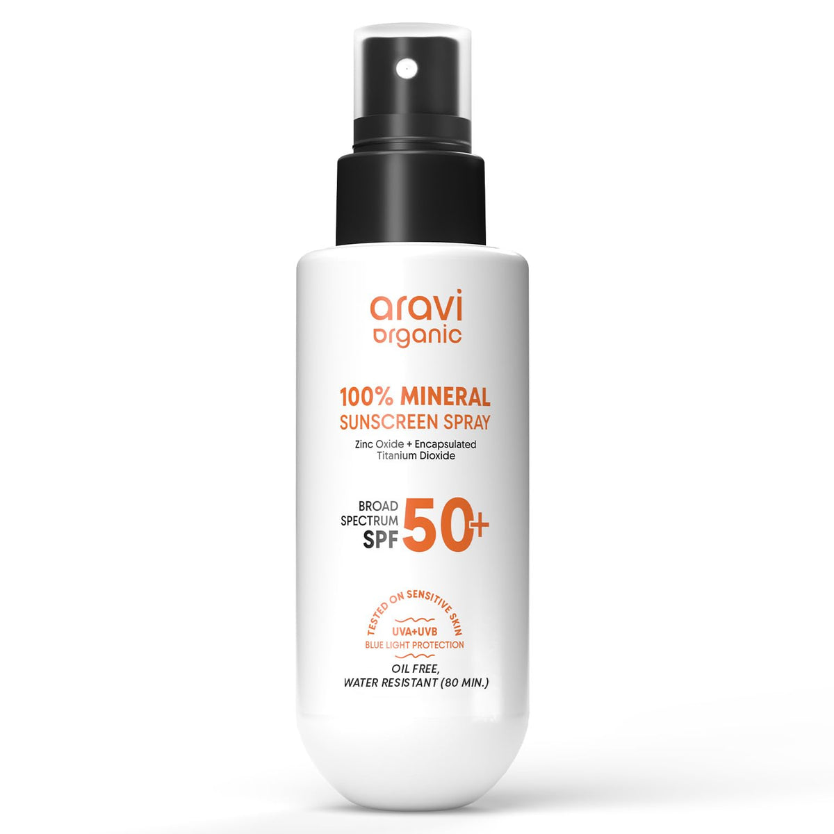 Aravi Organic front packaging showing SPF 50 and benefits
