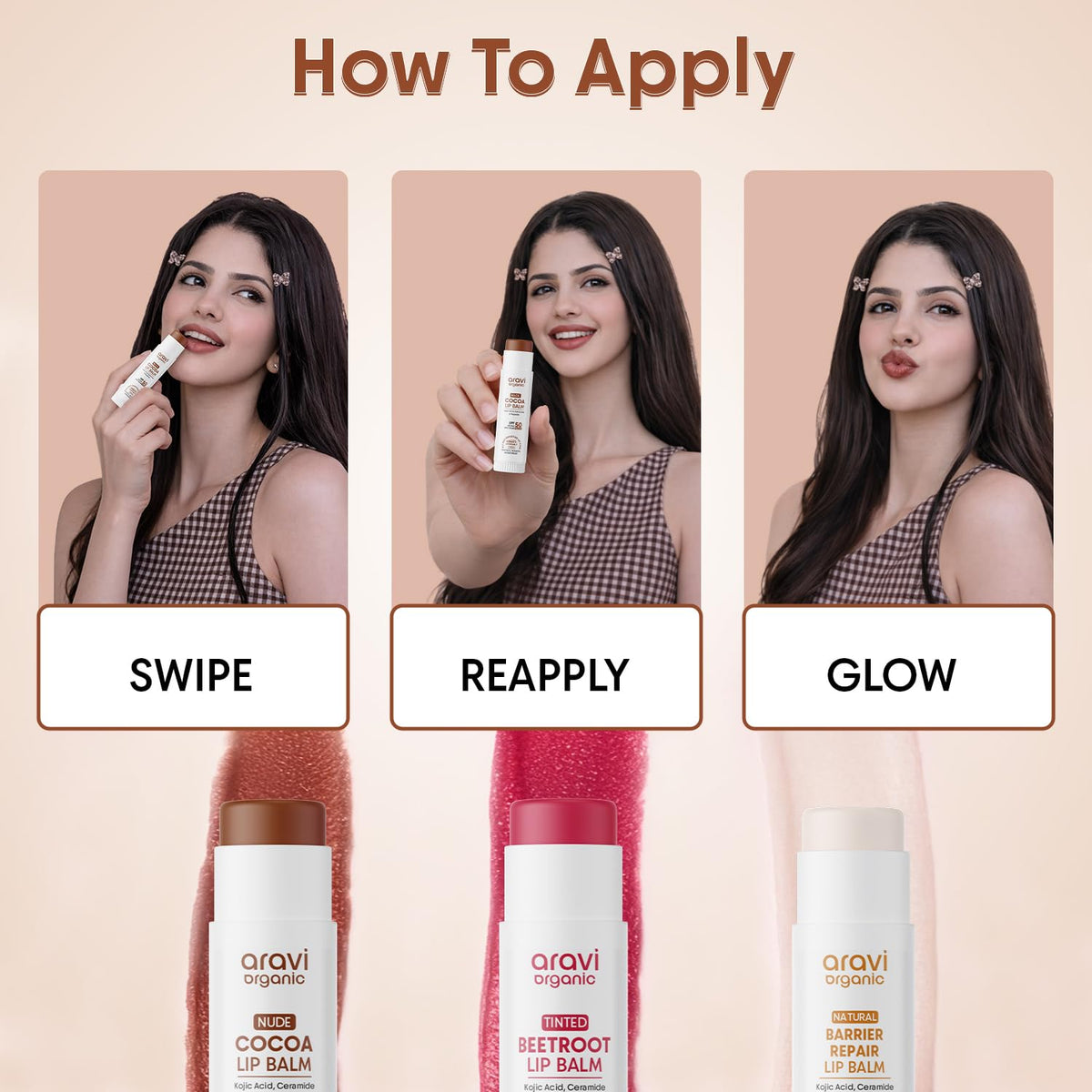 Aravi Organic open stick tip close-up showing smooth glide and application benefit