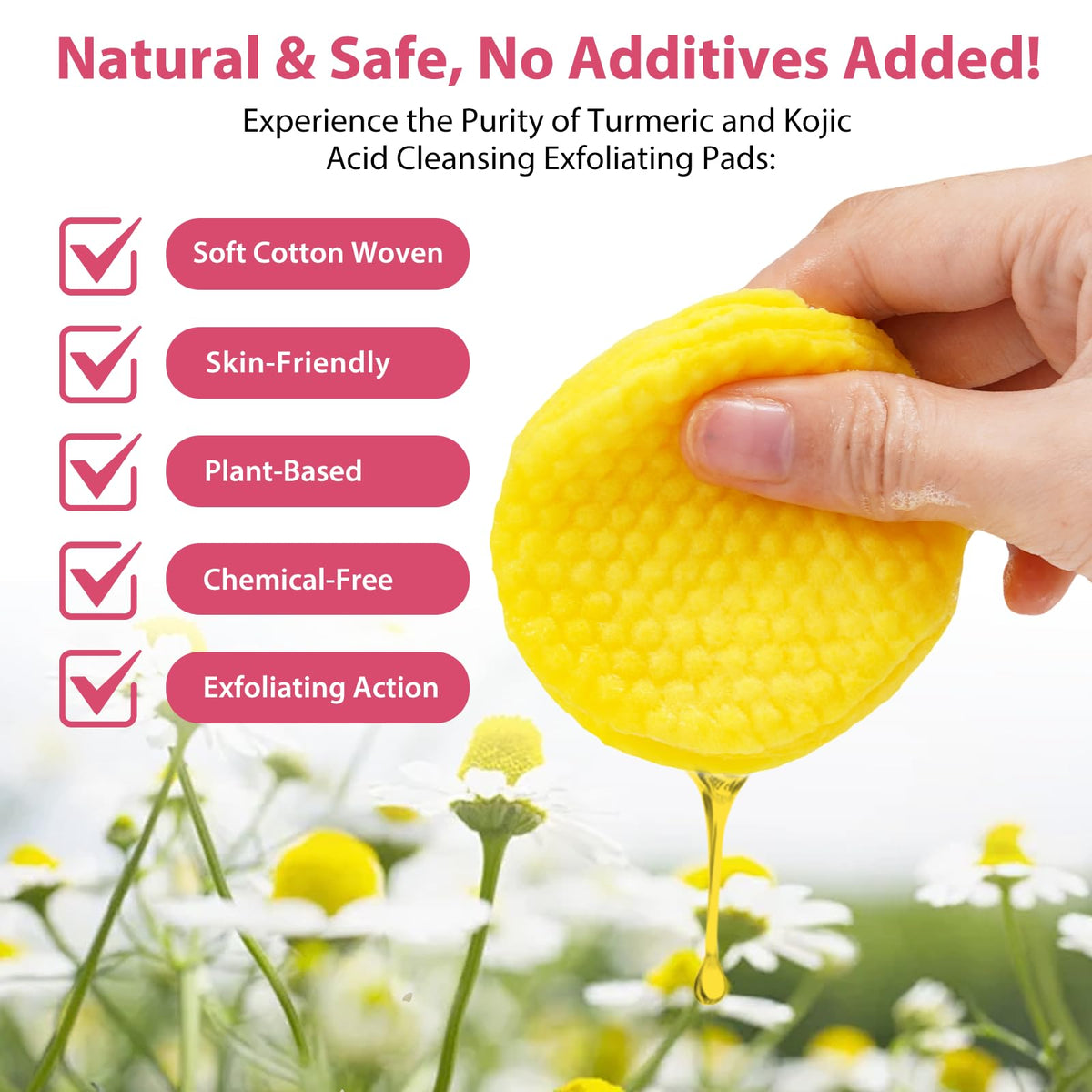 A r b c r n pad in use on face, effortless cleansing and smoothing benefit