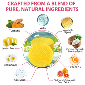 A r b c r n soaked pad solution detail, blended turmeric and kojic acid benefit