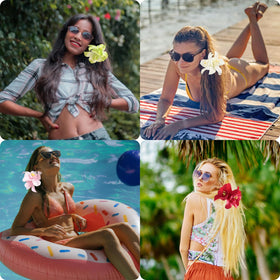 Arbogi flat-lay of six different color clips to match outfits