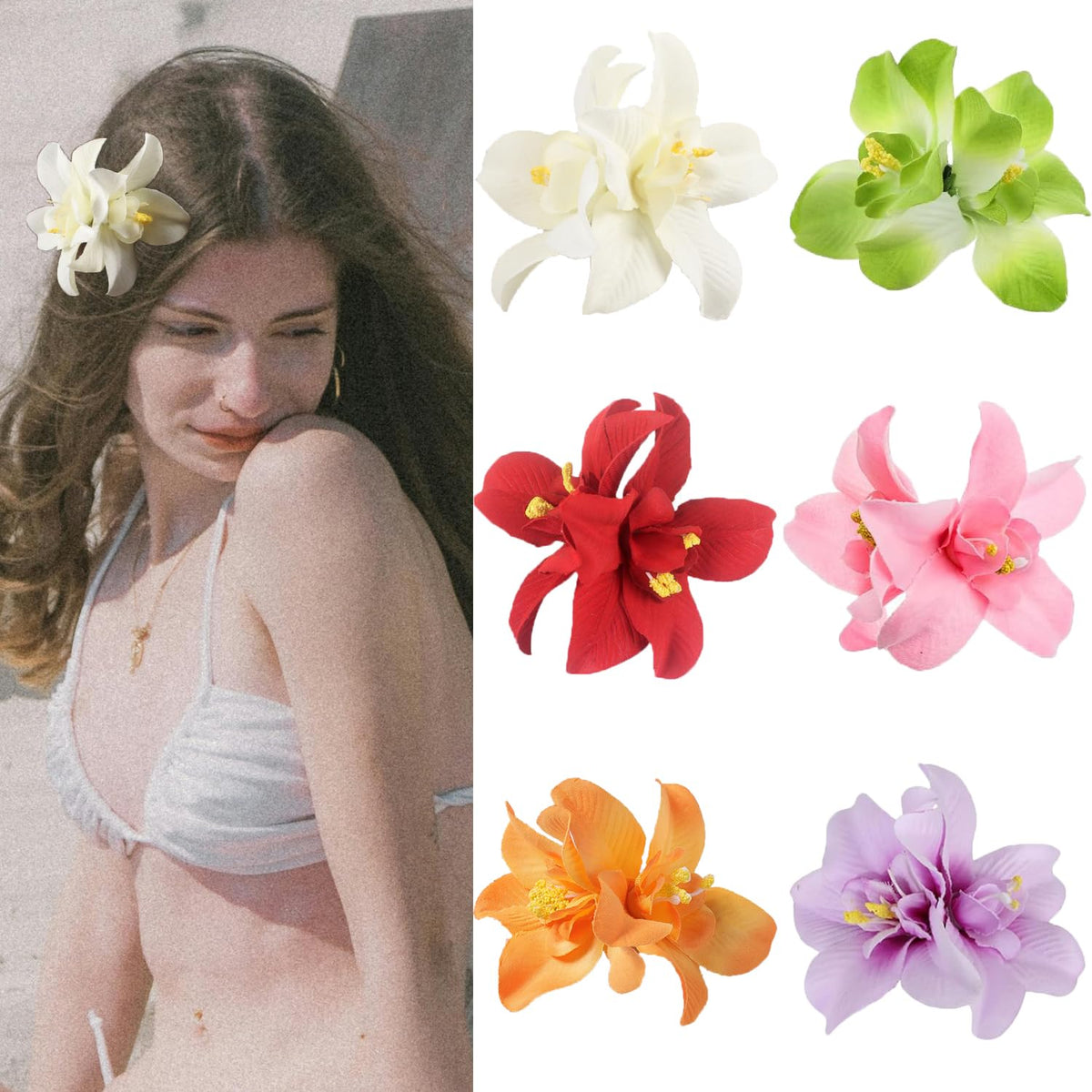 Arbogi front packaging showing six colorful flower clips and island vibe