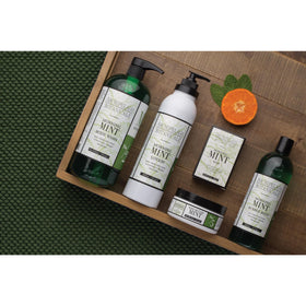 Archipelago Botanicals body wash on loofah demonstrating gentle cleansing