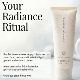 ARCONA cranberry gommage applied on hand demonstrating gommage action and exfoliating benefit