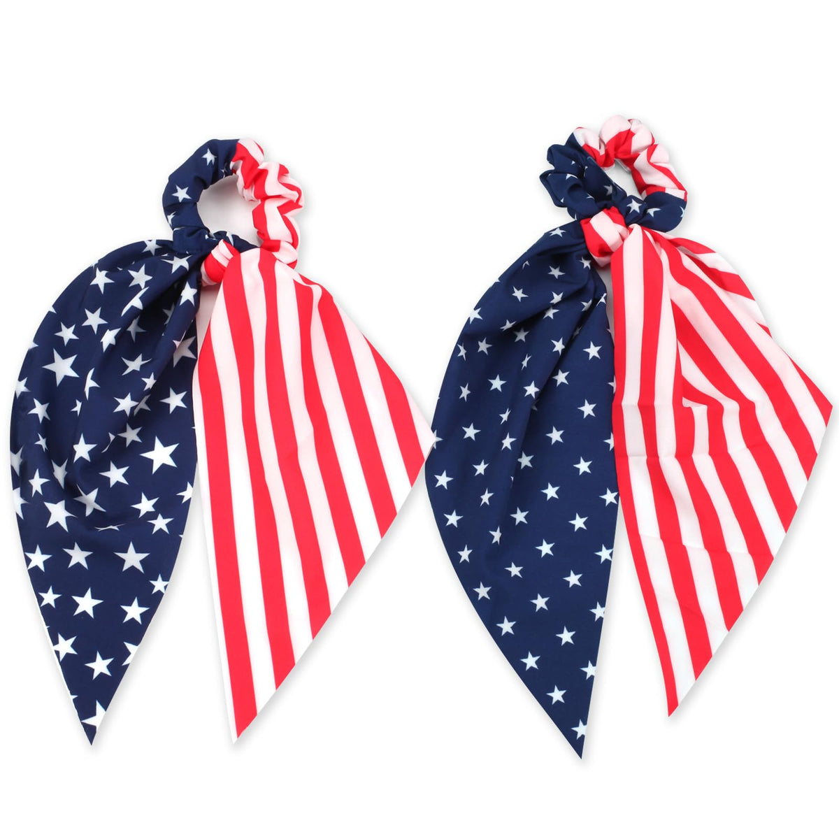 Ardorchid front view of patriotic scrunchie pack, eye-catching holiday accessory