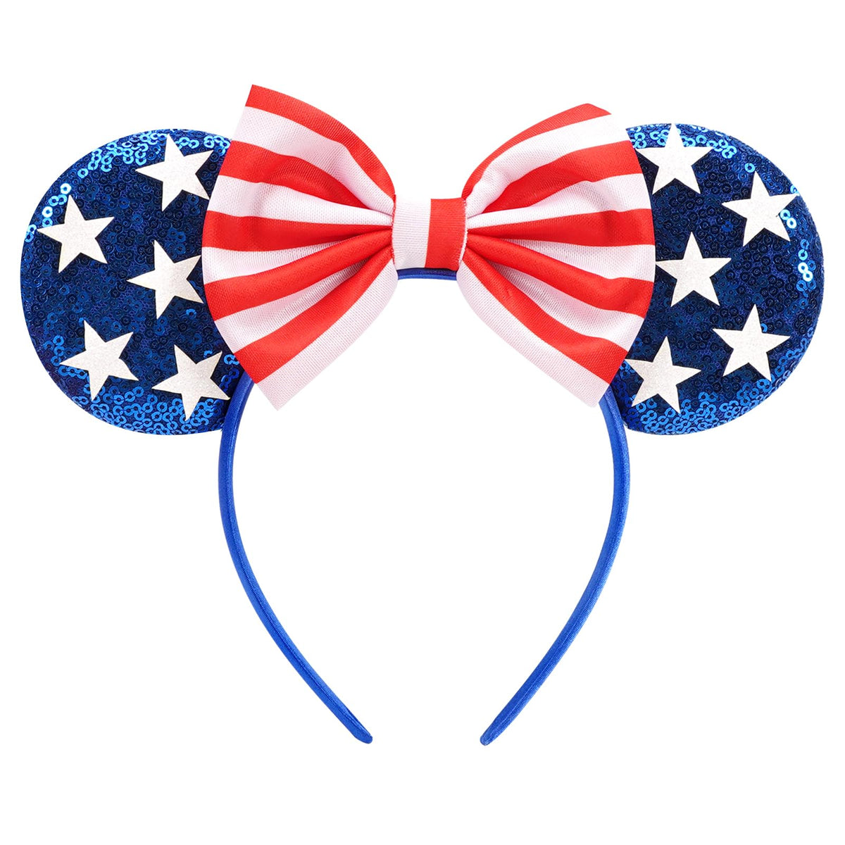 Ardorchid front view mouse ears headband shows flag design and instant festive look