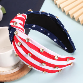 Ardorchid headband worn at outdoor parade offering secure hold and patriotic style