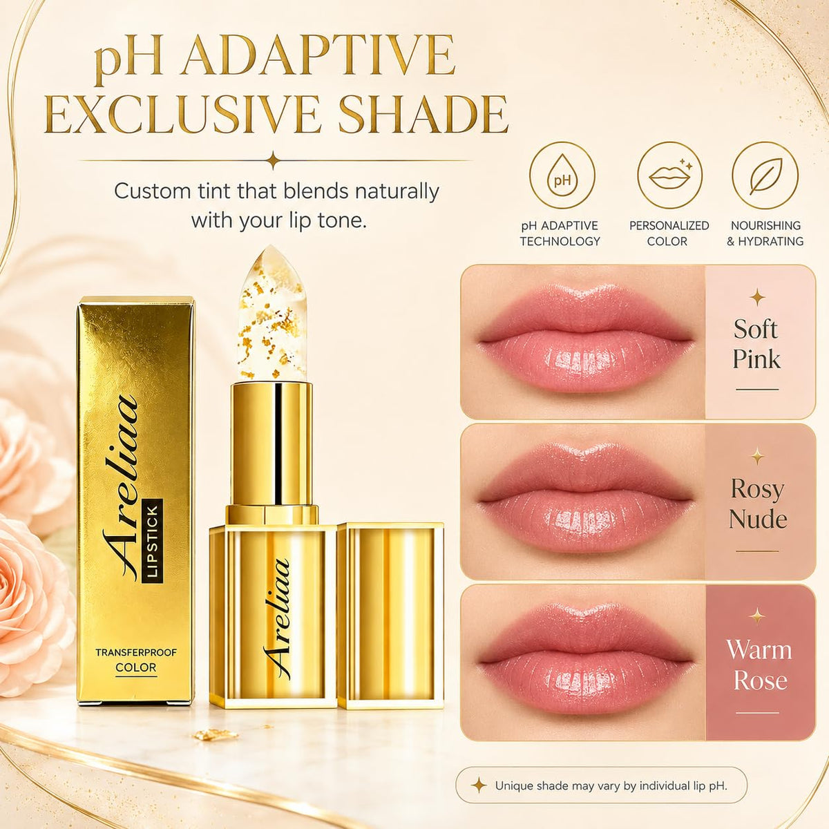 Areliaa application close-up demonstrates even coverage and natural tint
