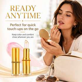 Areliaa Lipstlck size comparison in hand highlighting travel convenience