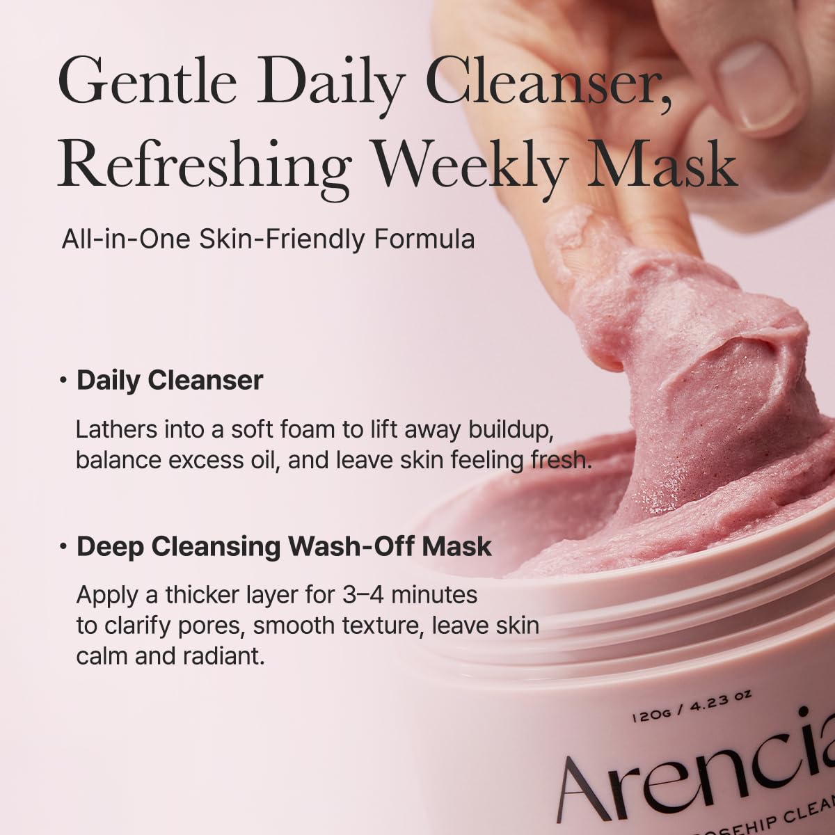 ARENCIA before and after showing clearer, balanced skin results