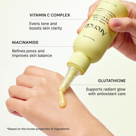 ARENCIA bottle in hand showing size and travel-friendly benefit