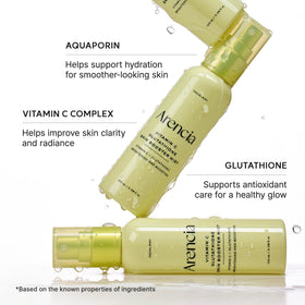 ARENCIA bottle beside compact makeup for priming and refreshing
