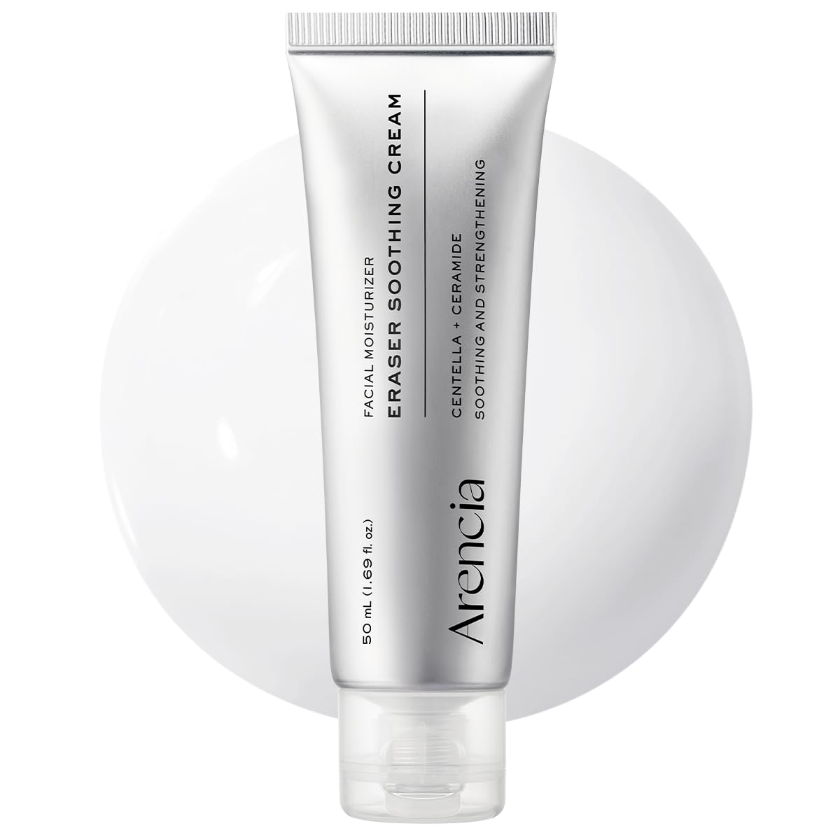 ARENCIA jar front view showing compact 50ml size and clean design for easy use