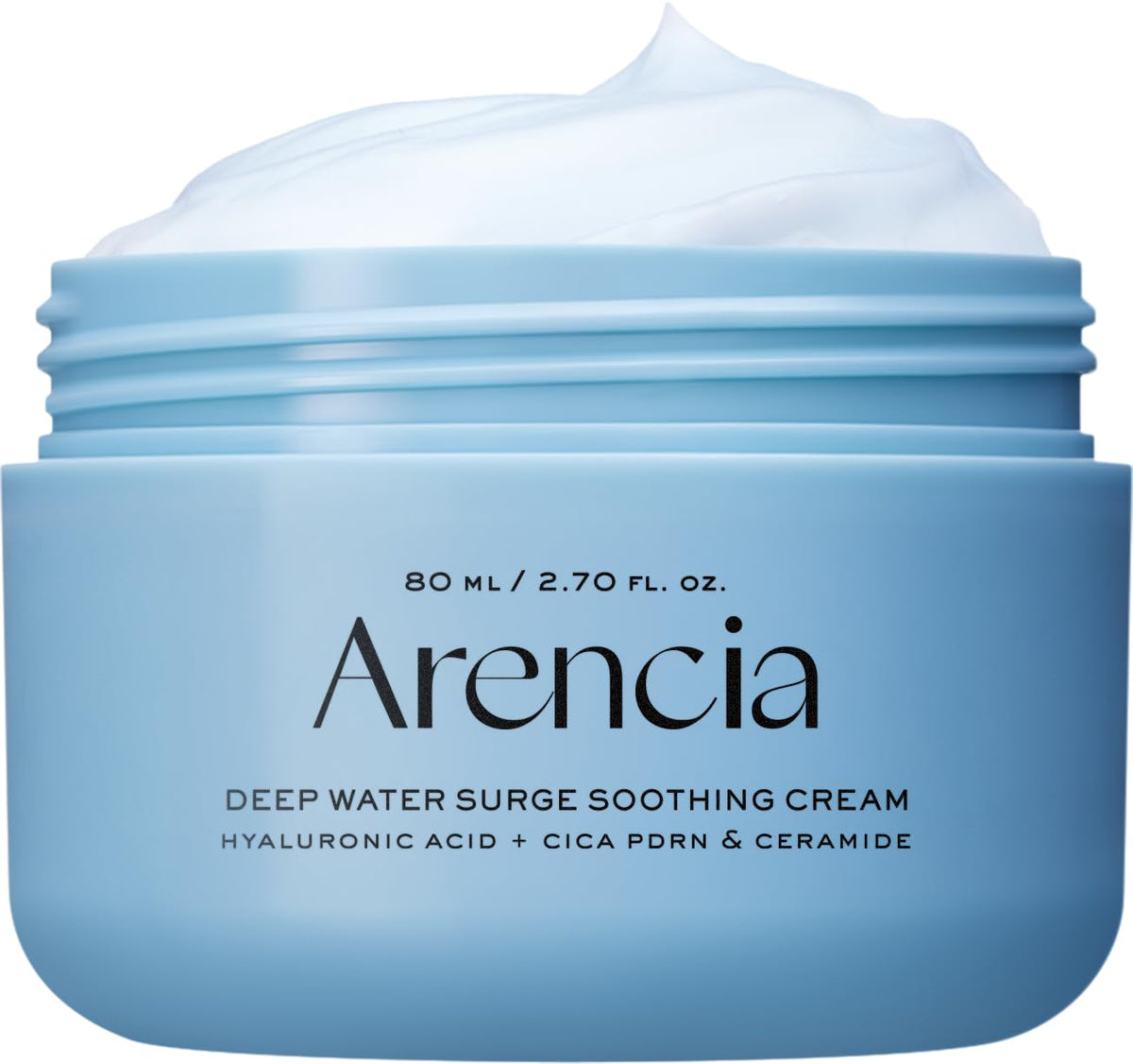 ARENCIA front jar showing blue packaging and elegant label for clear identification and appeal