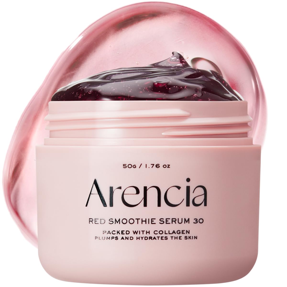 ARENCIA front packaging showing red smoothie serum for overnight glow