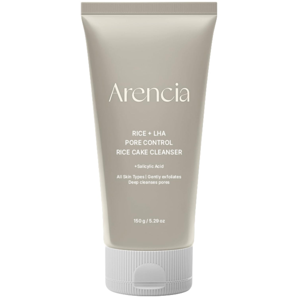 ARENCIA front packaging of rice cake cleanser showing product benefits and size