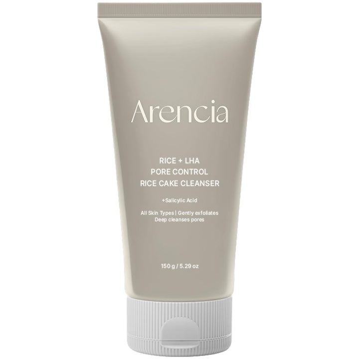 ARENCIA front packaging of rice cake cleanser showing product benefits and size