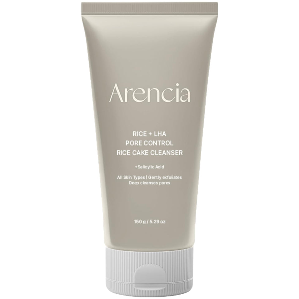 ARENCIA front packaging of rice cake cleanser showing product benefits and size
