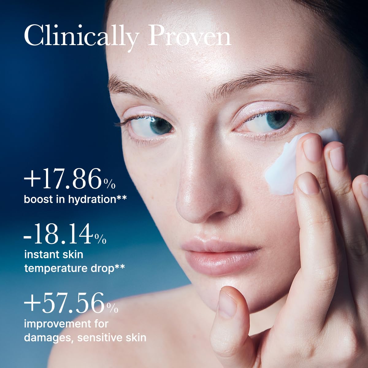 ARENCIA in-use application on fingertips showing quick absorption and non-greasy benefit