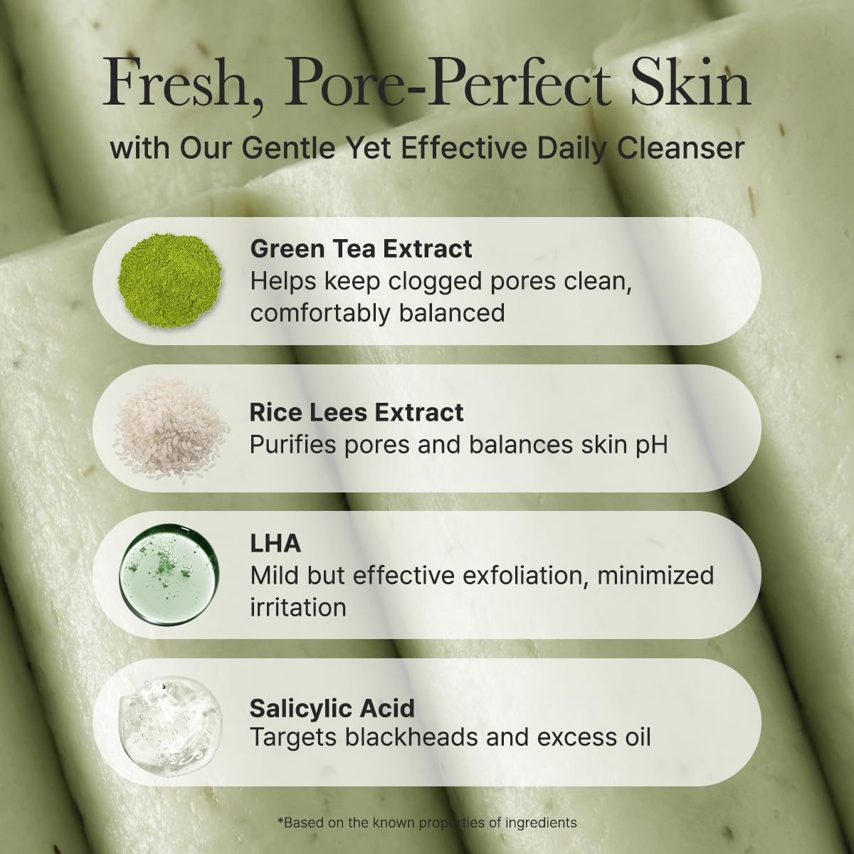 ARENCIA product label highlighting green tea and salicylic acid