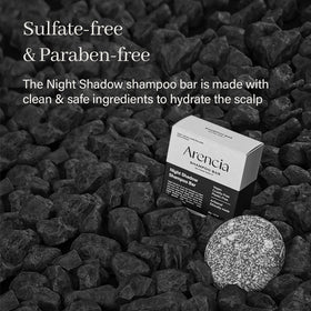 ARENCIA close-up of bar texture and surface with visible botanical flecks, mild-exfoliation benefit