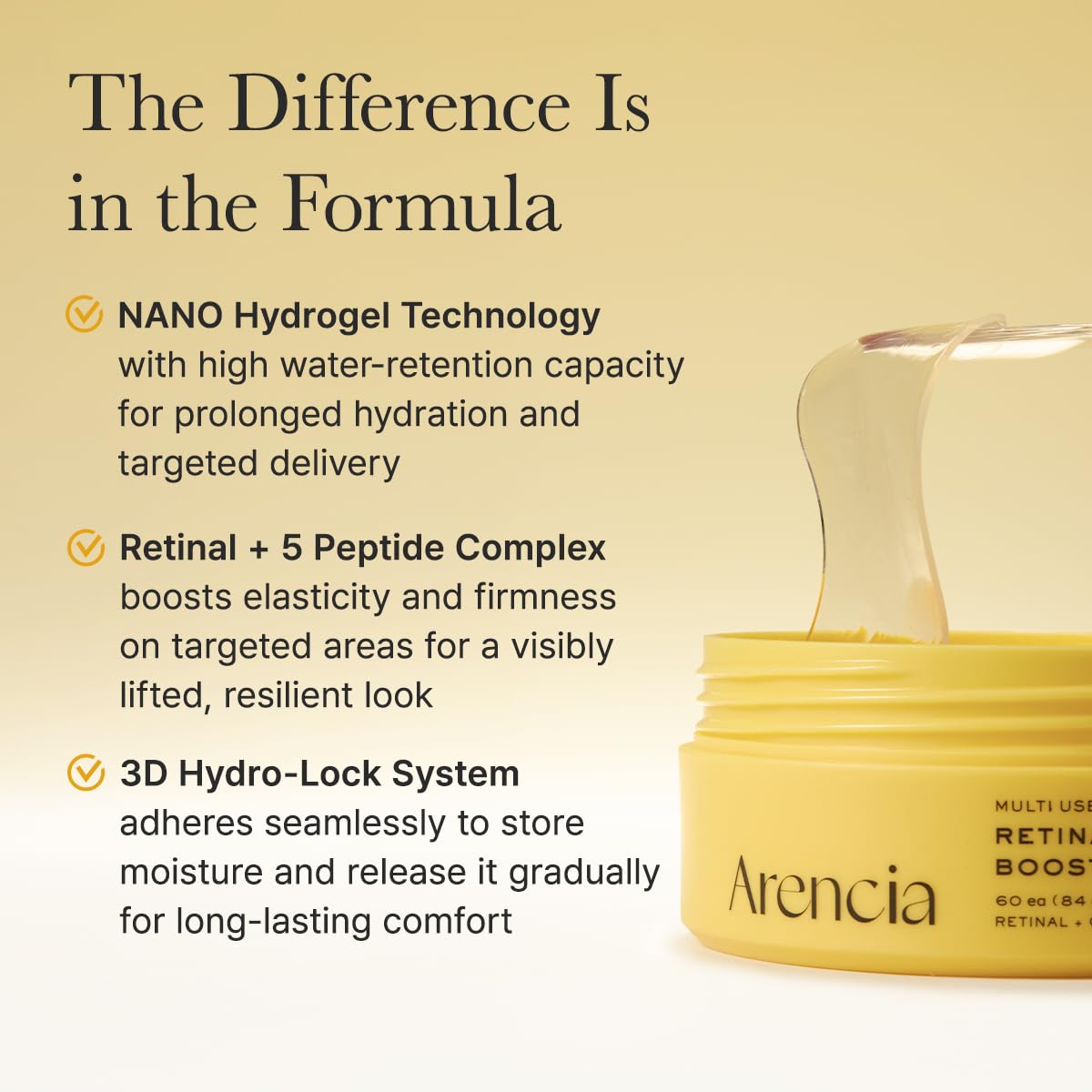 ARENCIA patch in hand showing size and easy handling benefit