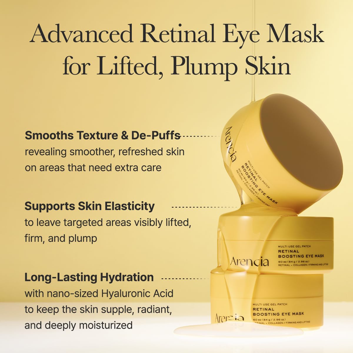 ARENCIA patch applied under eye demonstrating cooling effect