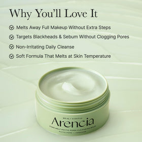 ARENCIA Pore Melt melting on skin into oil for quick dissolving of makeup and sunscreen