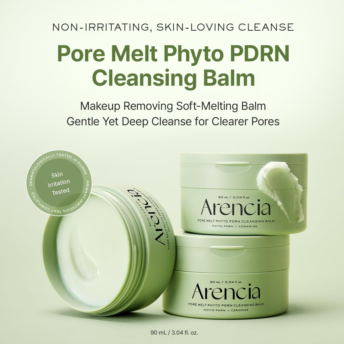 ARENCIA Pore Melt close-up texture of balm showing smooth melt-ready formula for easy removal