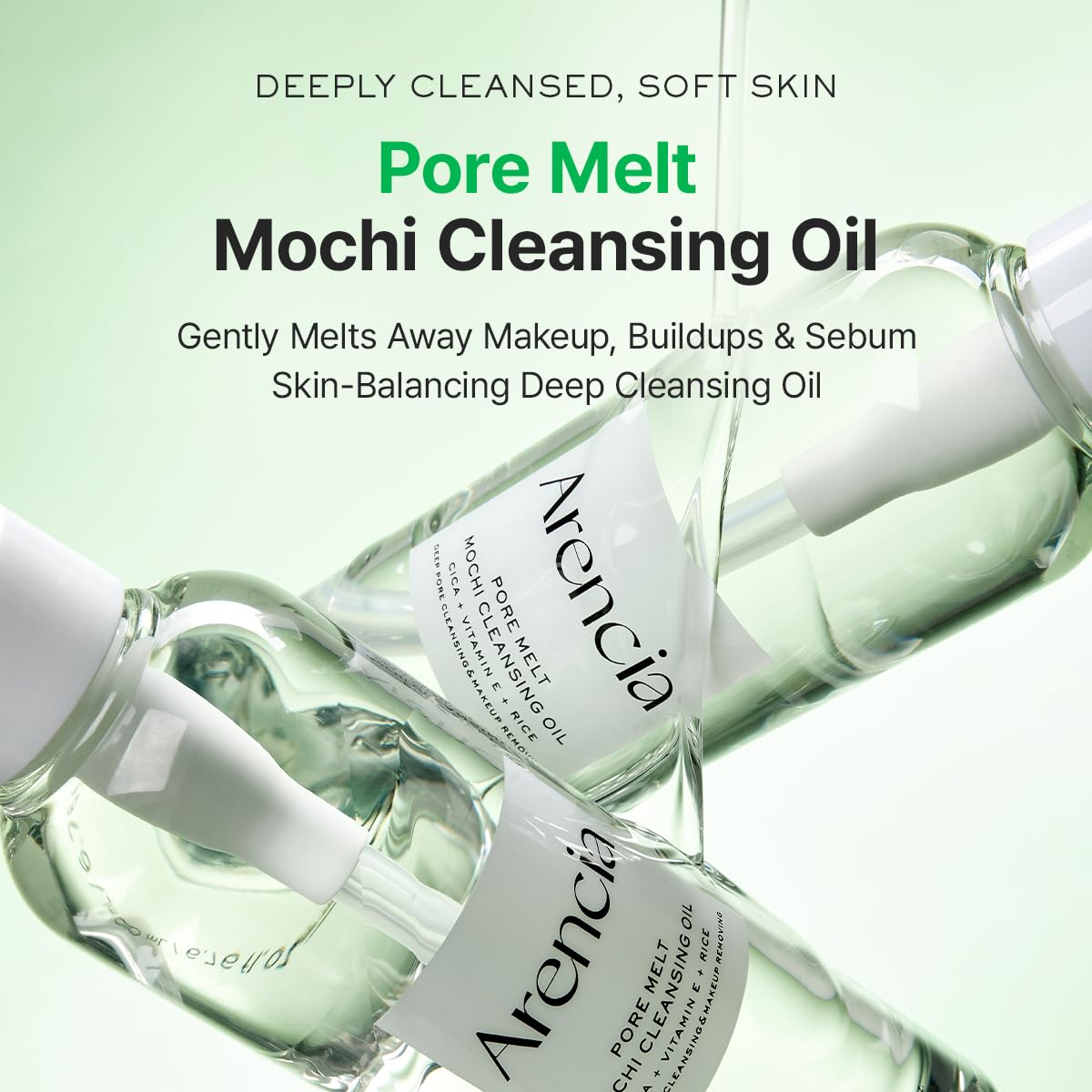 ARENCIA pump dispensing oil texture that dissolves makeup easily