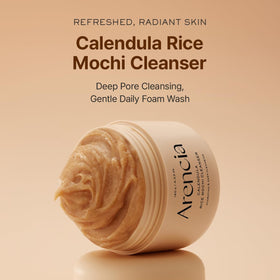 ARENCIA close-up of creamy mochi texture for gentle exfoliation benefit