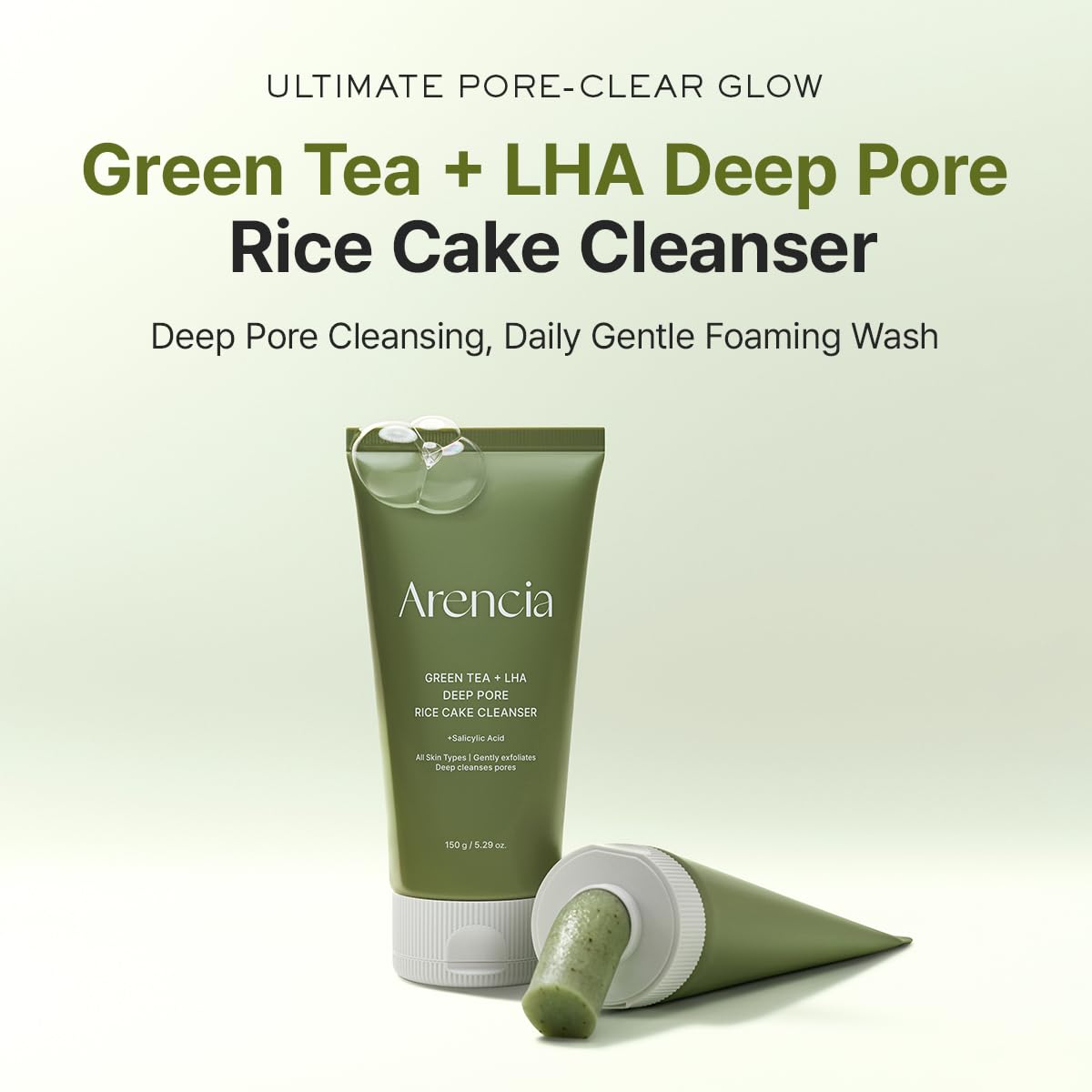 ARENCIA close-up texture of chewy rice-cake foam for gentle lift