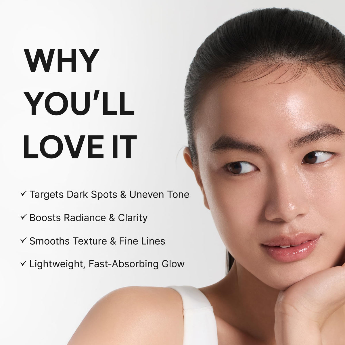 ARENCIA serum texture drop on skin displaying lightweight absorption benefit